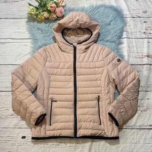 Michael Michael Kora Blush Pink Packable Down Fill Jacket sz L